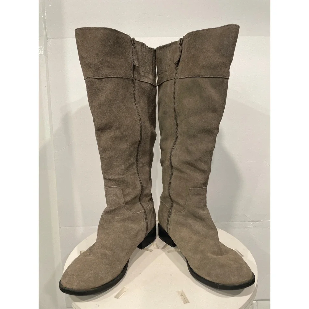Torrid Womens 9W Tan Genuine Suede Over Knee High‎ Boots Side Zip Block Heel